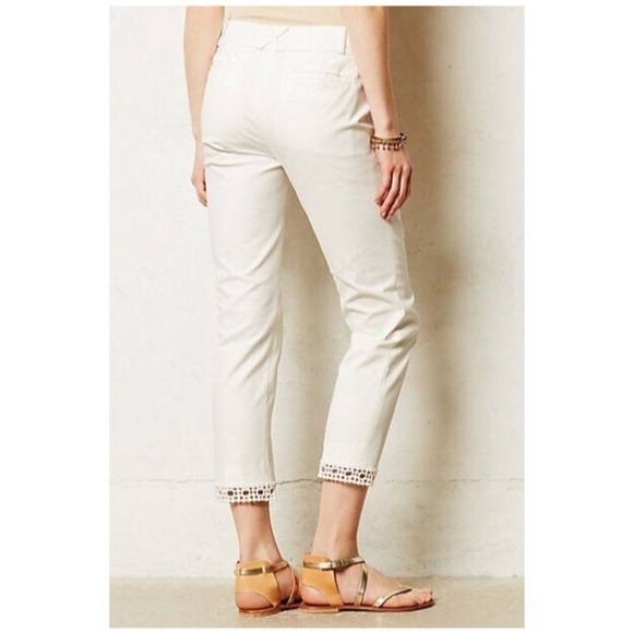 ANTHROPOLOGIE lace-trimmed Charlie trouser pants - Picture 3 of 7
